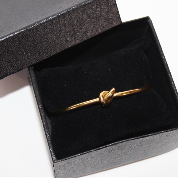 GOLD BRACELET 18k Gold Cuff Bracelet Minimalist Simple Bracelet  Knot Bracelet - Picture 4 of 9